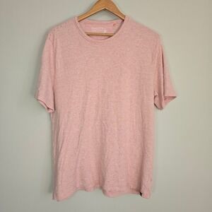 Faherty Cloud Cotton Shirt Mens XL Pink White Striped Short Sleeve Crew Neck Tee